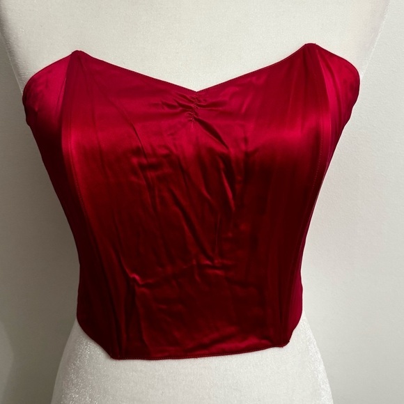 Nordstrom Other - Vintage Nordstrom’s Lingerie Silk bustier Corset Strapless Top With Boning Red